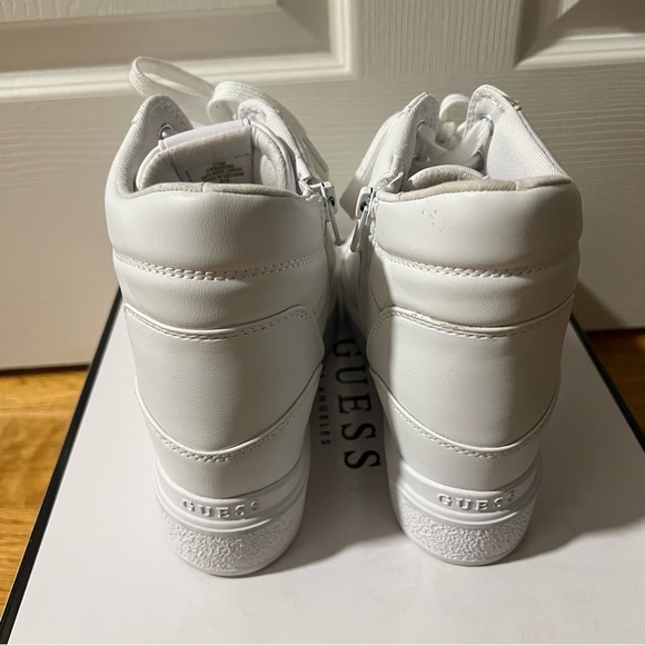 Guess Women's White High-Top Wedge Sneakers Size 7.5 - Picture 6 of 14